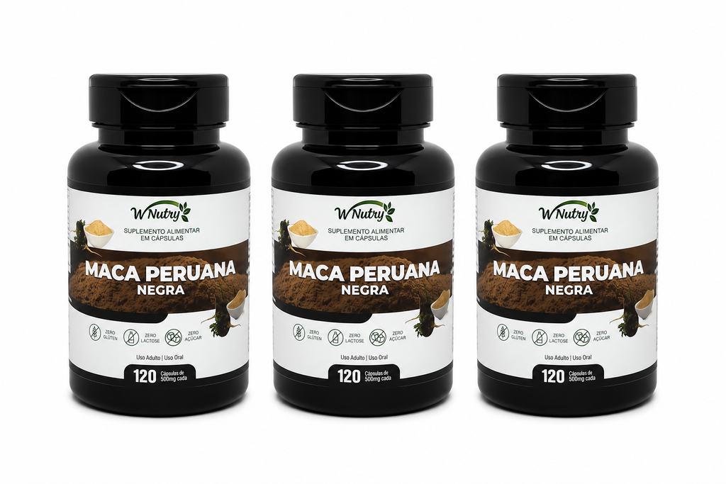3 Suplementos Maca Peruana Negra Fórmula Premium Alta Potência 120 Caps