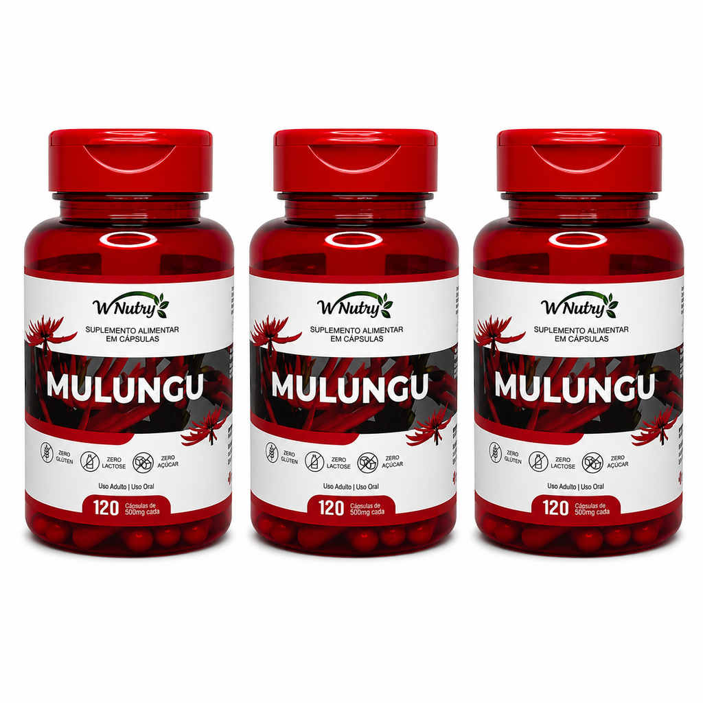 3 Suplementos Mulungu 120 Cápsulas Relaxamento Natural