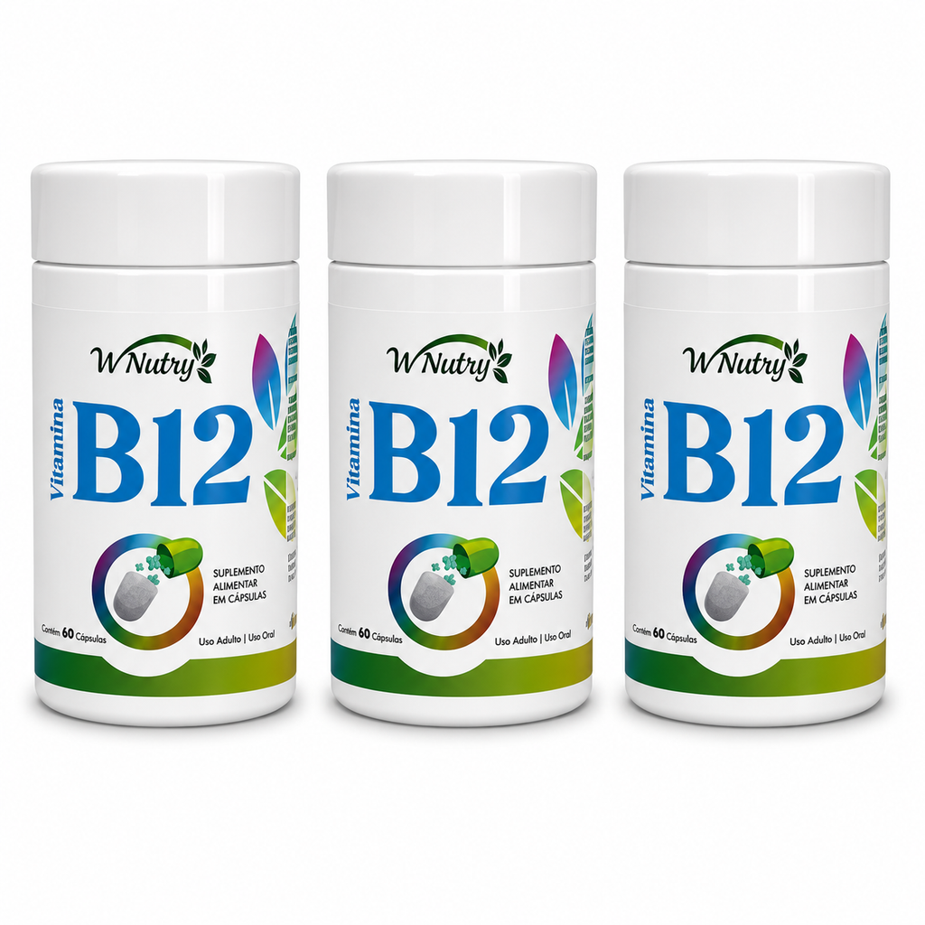 3 Suplementos Vitamina B12 Wnutry 3x60 Cápsulas Alta Potência
