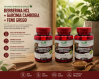 3 Suplementos Berberina HLC + Garcinia Cambogia E Feno Grego