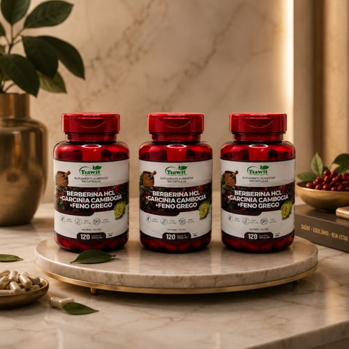 3 Suplementos Berberina HLC + Garcinia Cambogia E Feno Grego