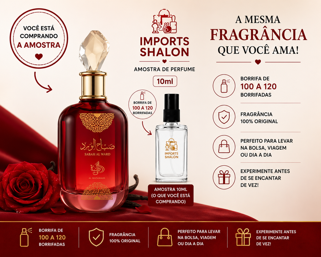 Mini Perfume Sabah Al Ward Valentine 10ml Floral Doce