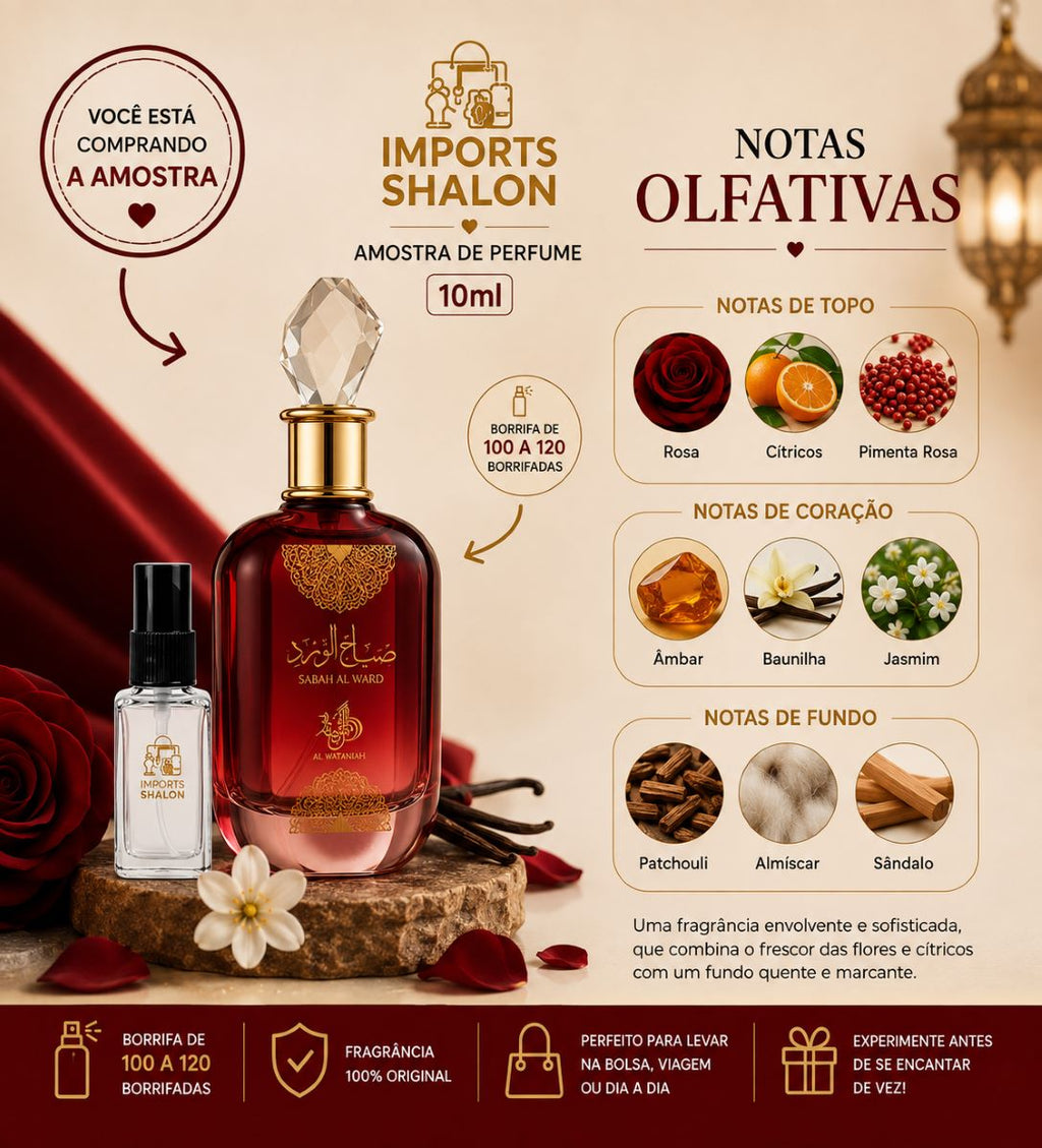 Mini Perfume Sabah Al Ward Valentine 10ml Floral Doce