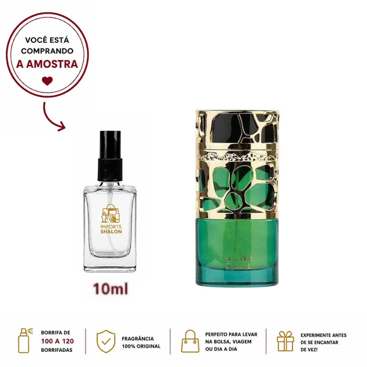 Perfume Qimmah Lattafa Feminino 10ml Elegante Longa Fixação