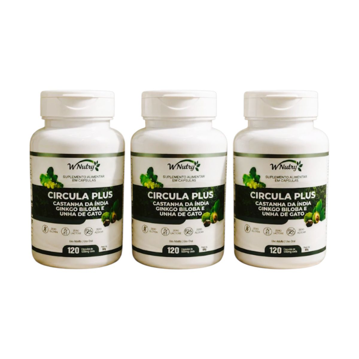 3 Suplementos Circula Plus Castanha Da Índia Ginkgo Biloba 3x120 Caps