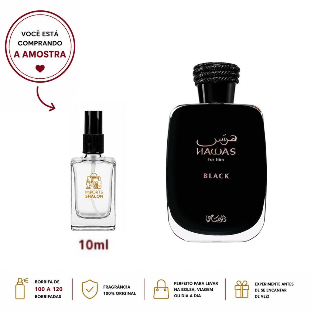 Kit 3 Mini Perfumes 10ml Hawas Black Supremacy Vulcan Feu
