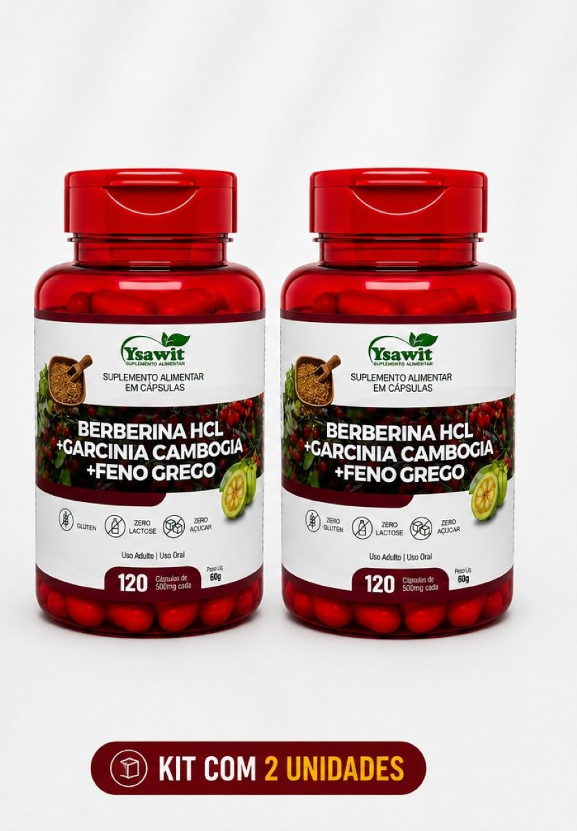 Kit De 2 Suplementos Berberina HLC + Garcinia Cambogia E Feno Grego