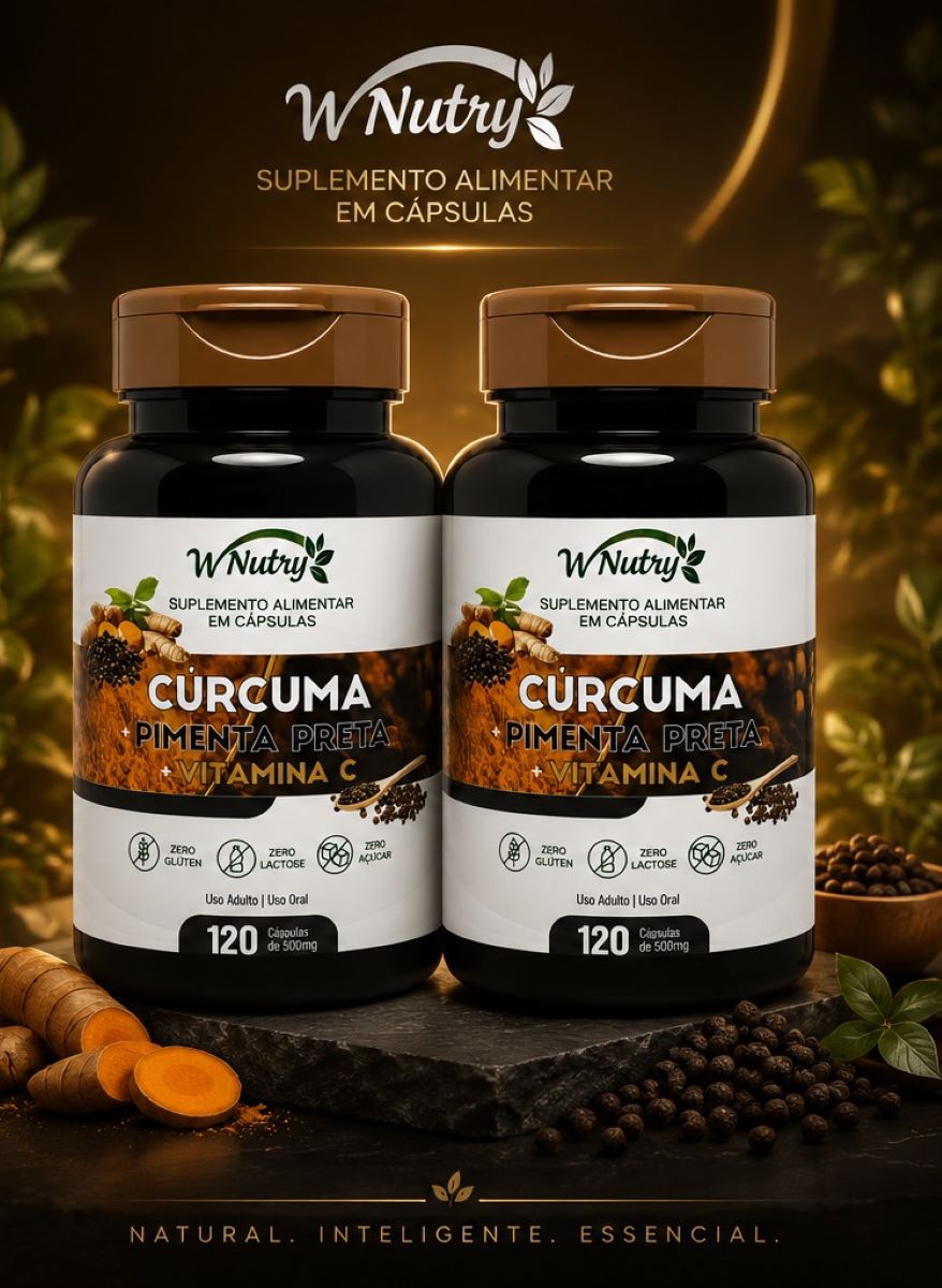 2 Suplementos Cúrcuma + Pimenta Preta + Vitamina C 2x120 Caps