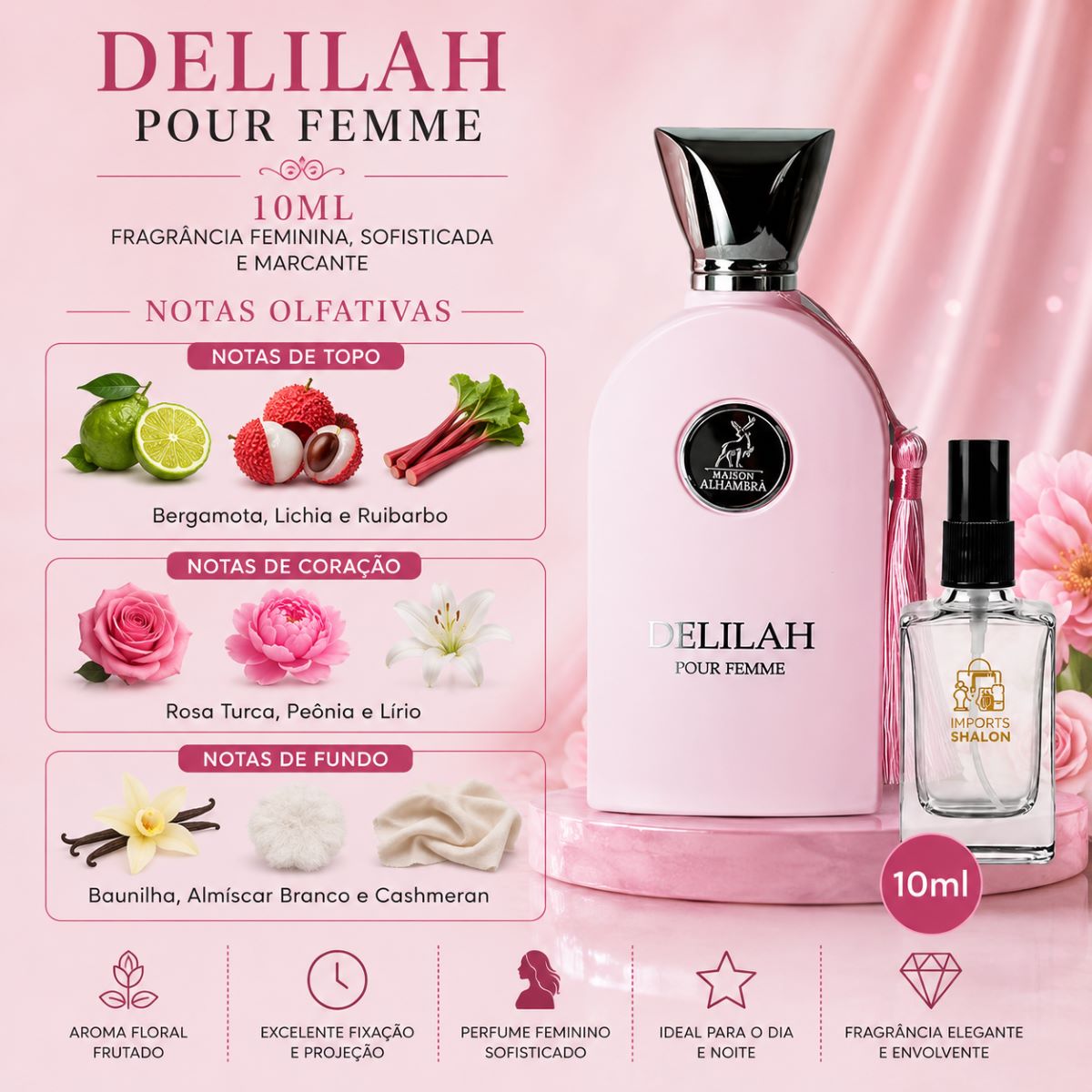 Mini Perfume Delilah Pour Femme 10ml Aroma Floral Sofisticado