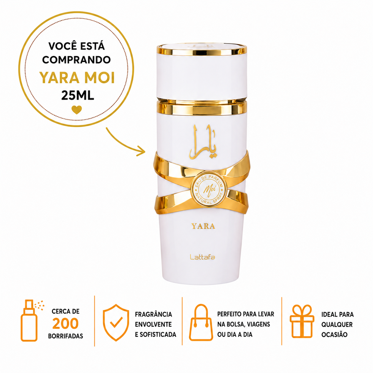 Yara Moi 25 Ml Perfume Spray Aroma Cremoso Elegância Marcante