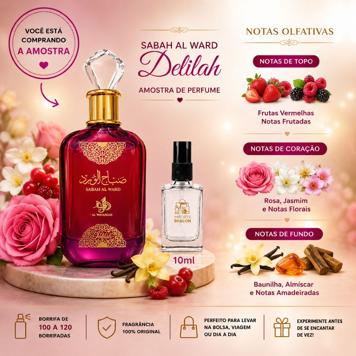 Mini Perfume Sabah Al Ward Delilah 10ml Floral Envolvente