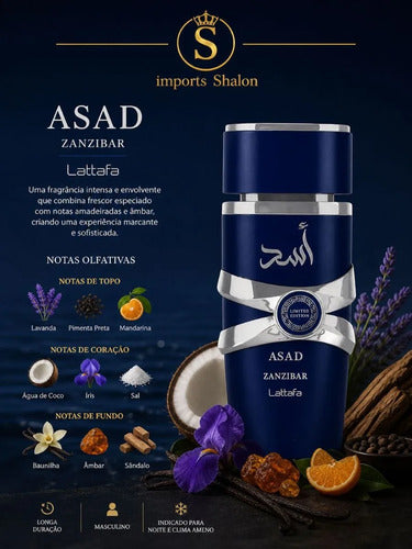 Perfume Asad Zanzibar 10ml Lattafa Aroma De Impacto