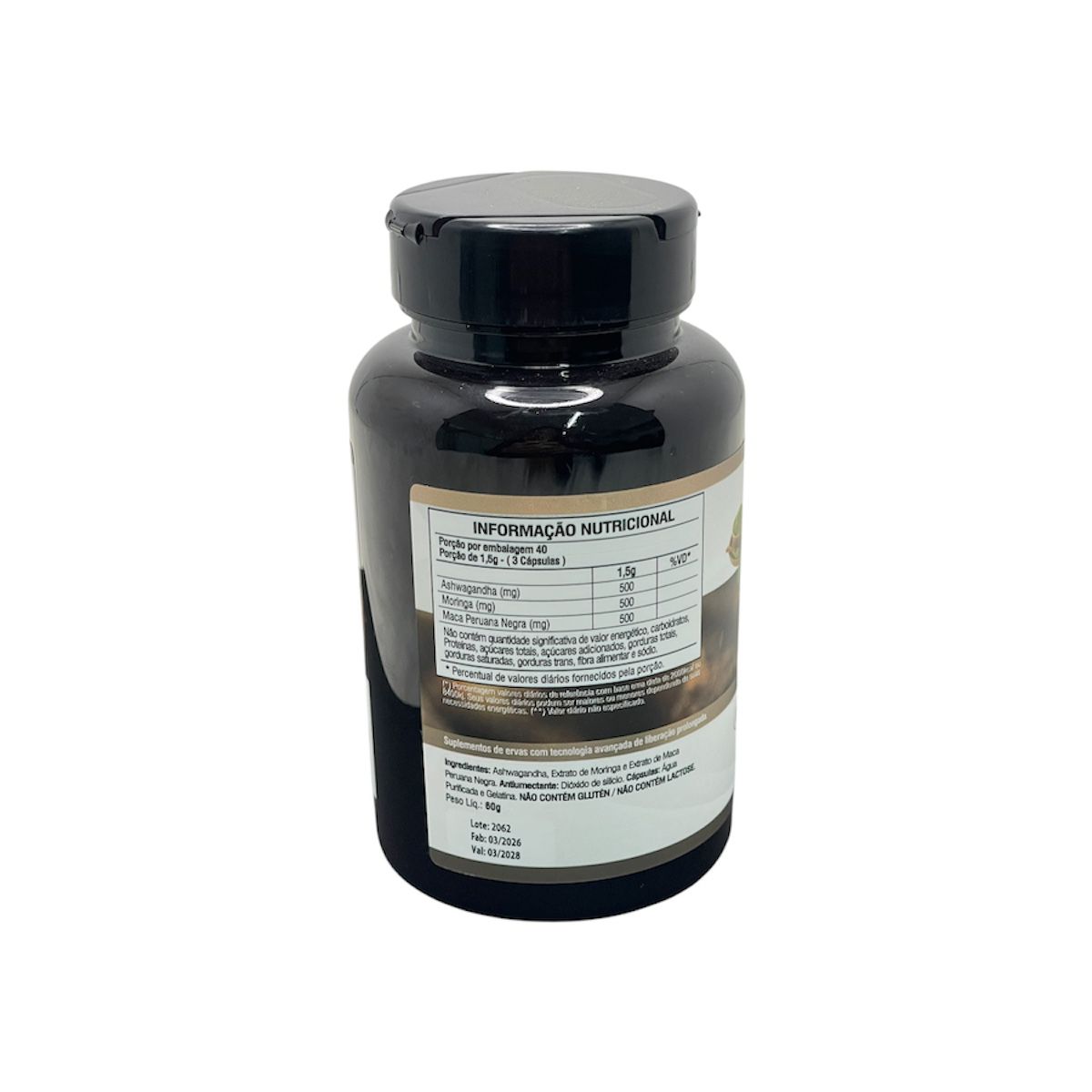 Suplemento Ashwagandha + Moringa + Maca Negra 120Caps Wnutry