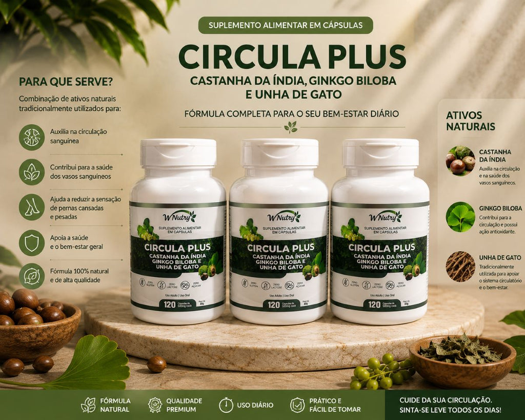 3 Suplementos Circula Plus Castanha Da Índia Ginkgo Biloba 3x120 Caps
