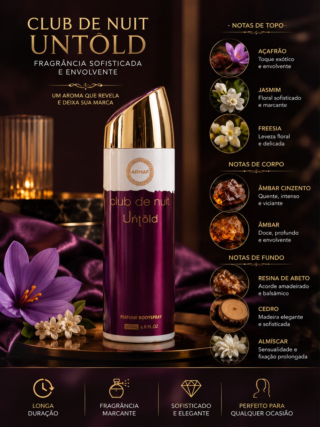 Body Spray Untold 200ml Desodorante Corporal Alta Fixação