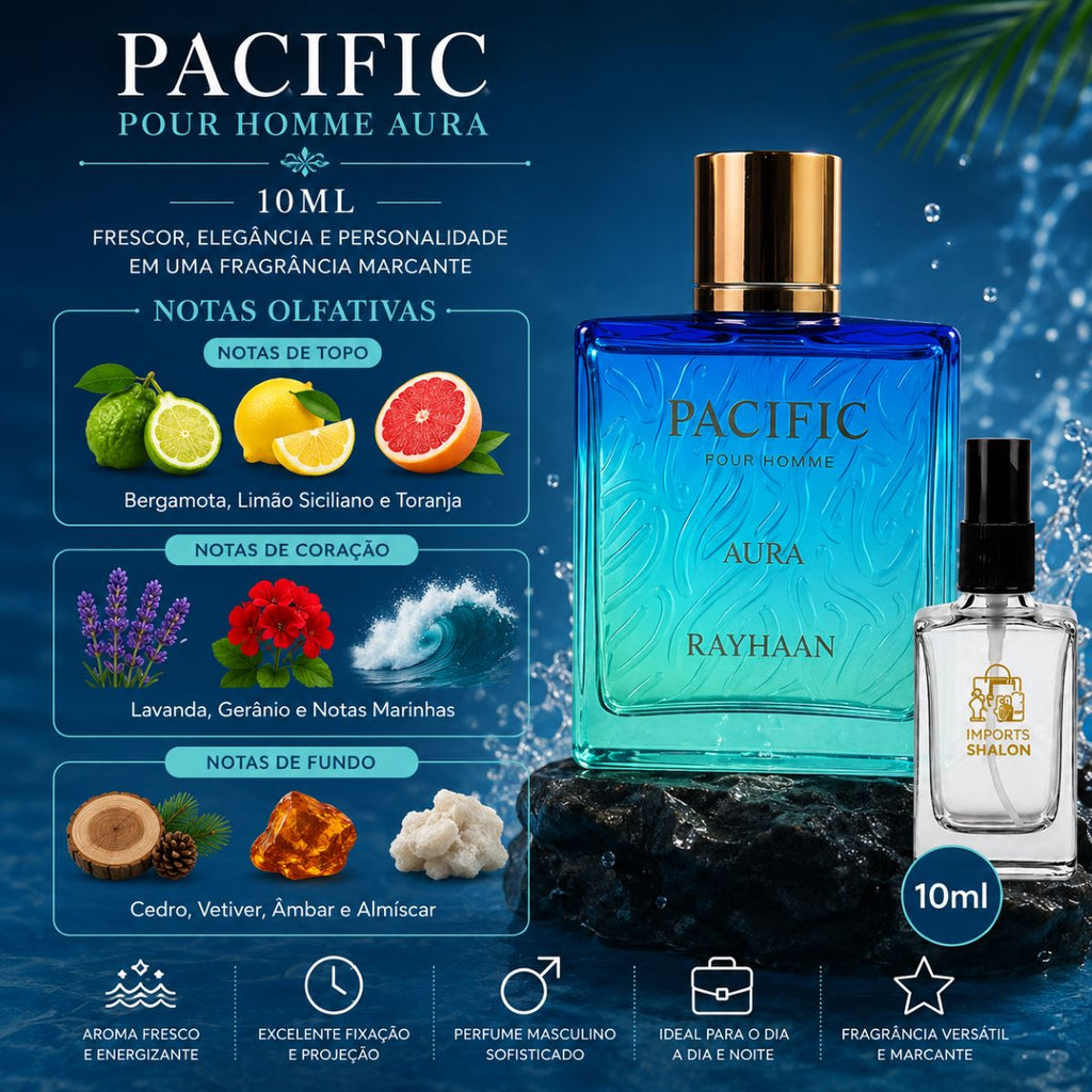 Mini Perfume Pacific Pour Homme Aura 10ml Elegância Masculina