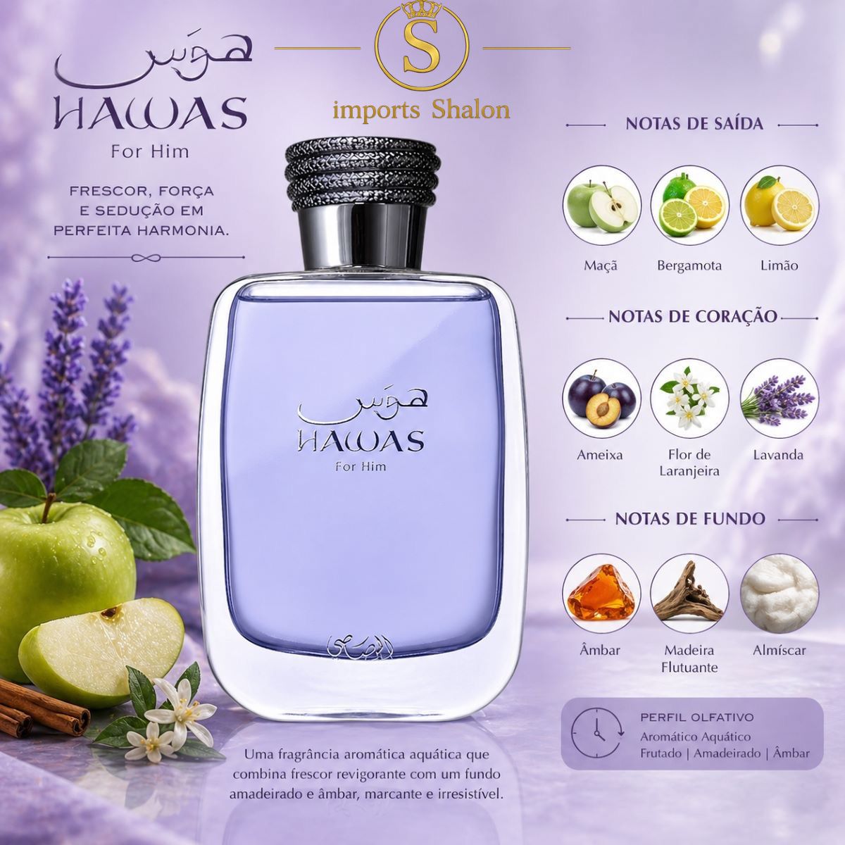 Hawas Perfume Árabe 100ml Masculino Marcante