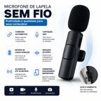 Microfone Lapela Sem Fio K8 USB Tipo C Para Gravações