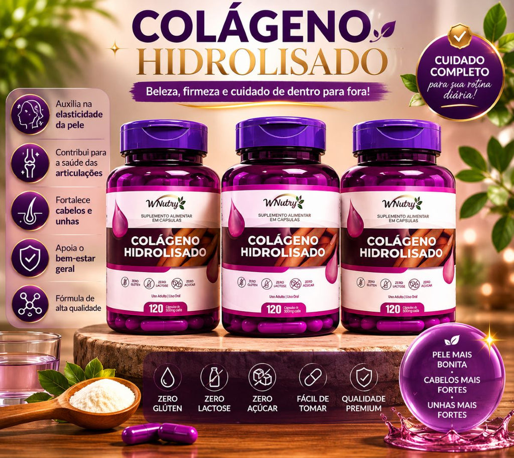 3 Suplementos Colágeno Hidrolisado 3x120 Cápsulas