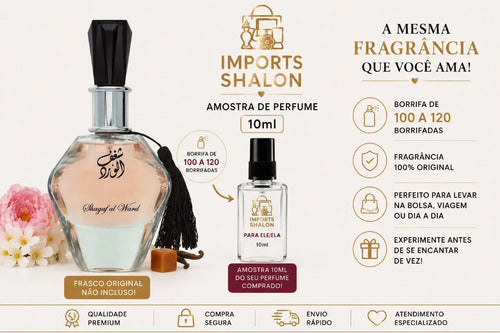 Perfume Shaghaf Al Ward 10ml Feminino Elegância Árabe