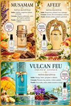 Kit 3 Mini Perfumes 10ml Musamam Afeef Vulcan Feu Luxo