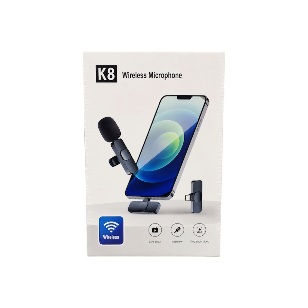 Microfone Lapela Sem Fio K8 USB Tipo C Para Gravações