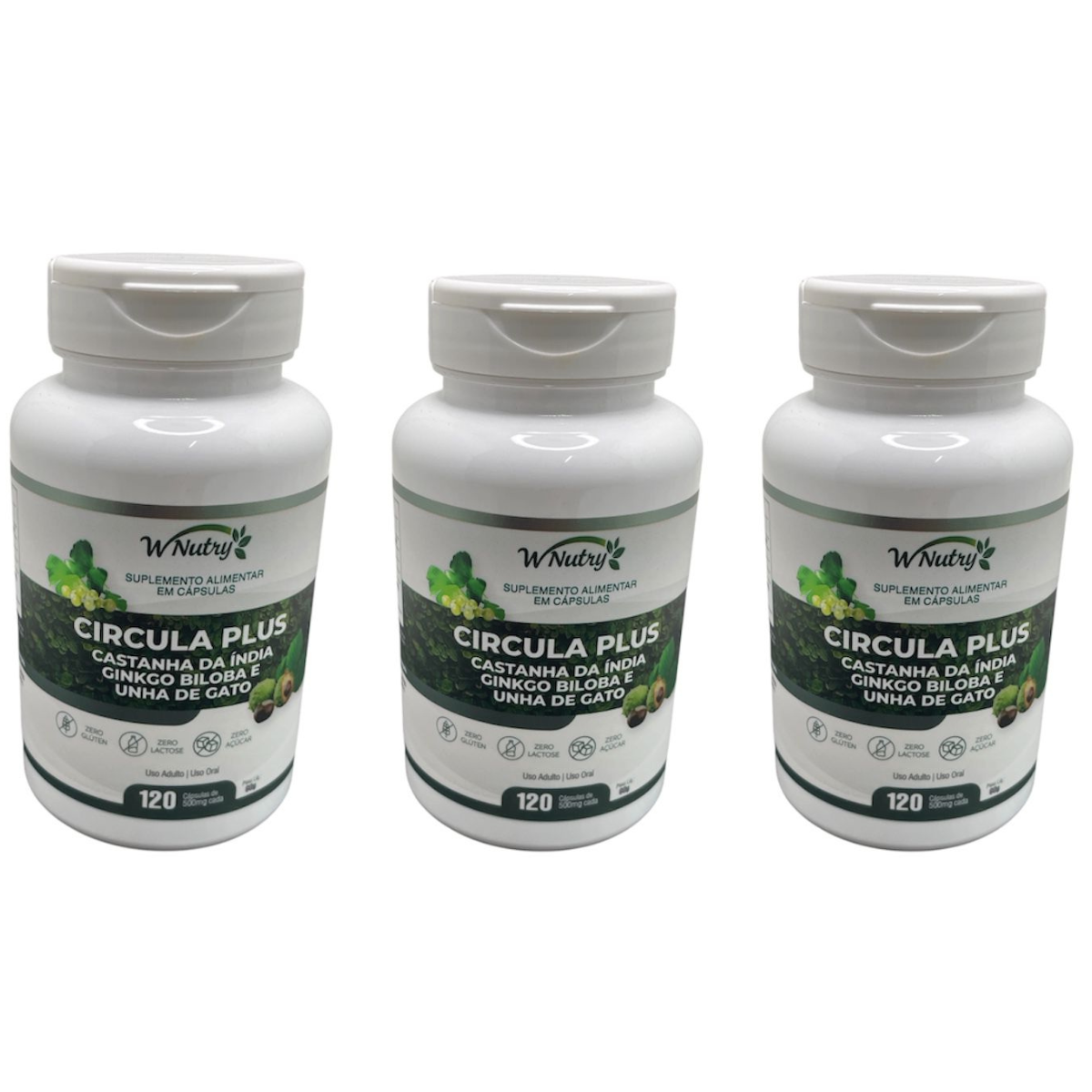 3 Suplementos Circula Plus Castanha Da Índia Ginkgo Biloba 3x120 Caps