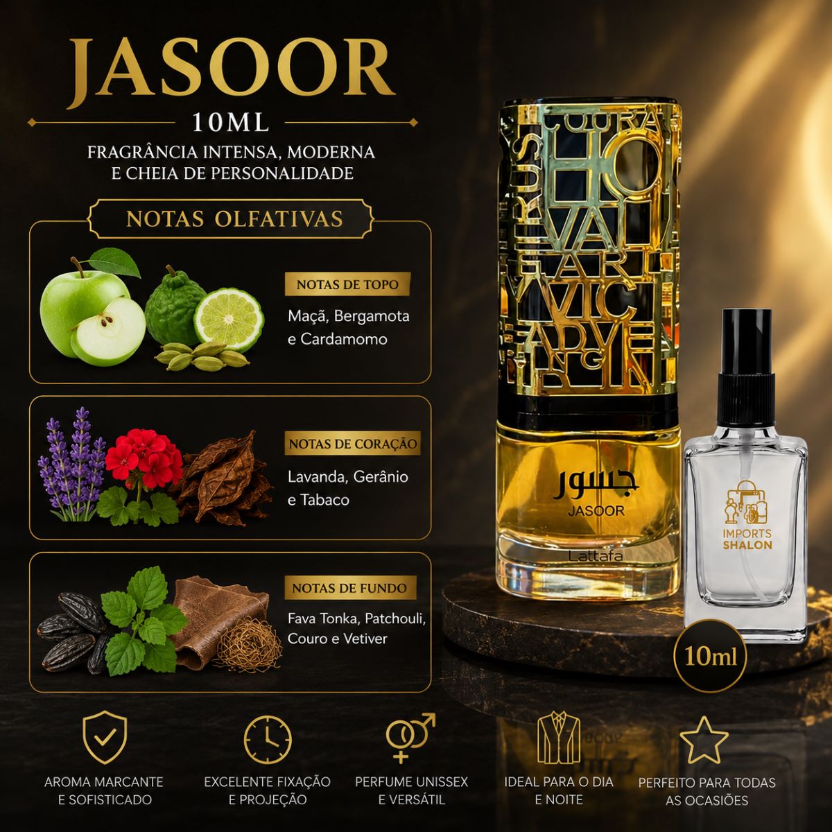 Mini Perfume Jasoor 10ml Aroma Marcante E Elegante