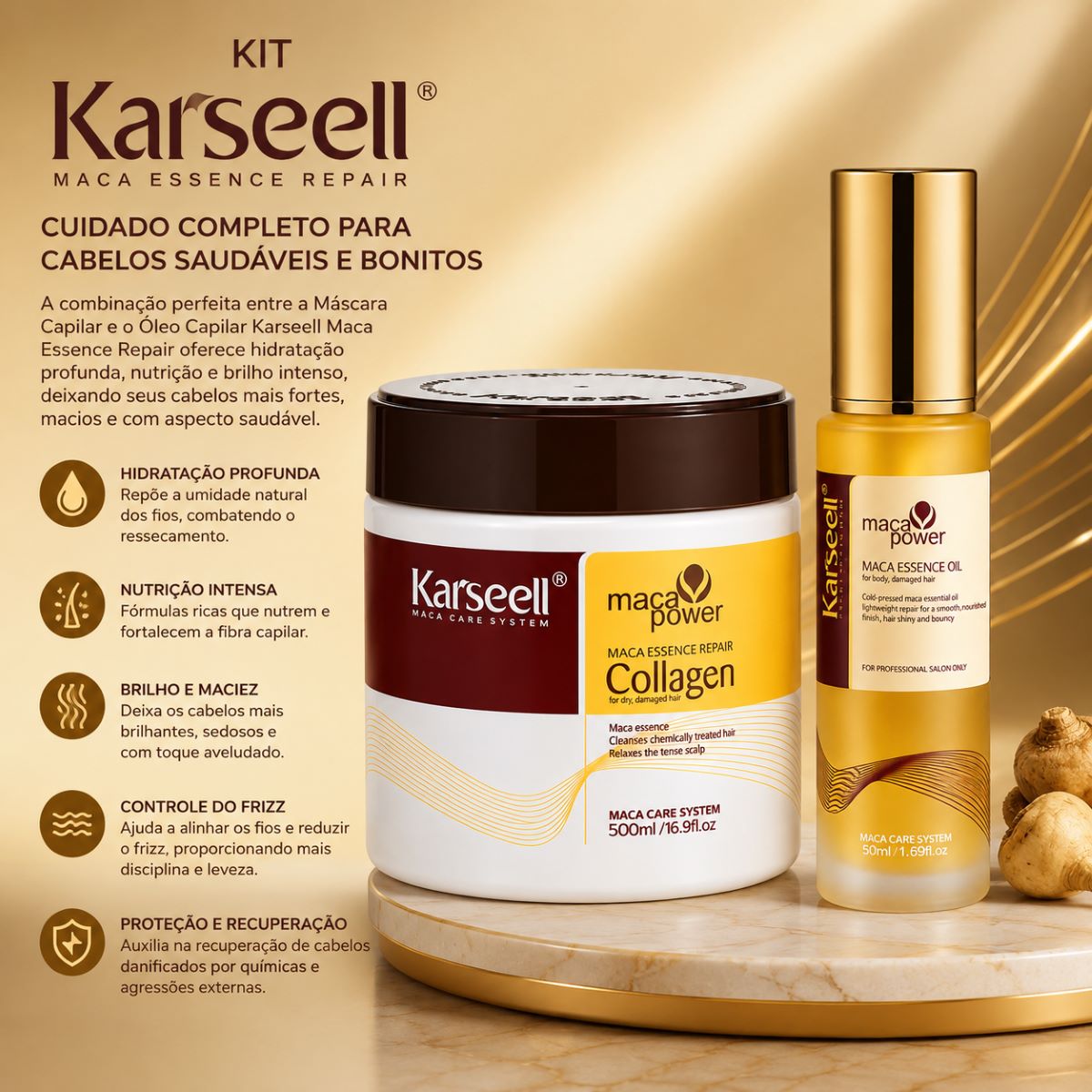 Karseell Maca Essence Kit Máscara e Óleo Cuidado Capilar