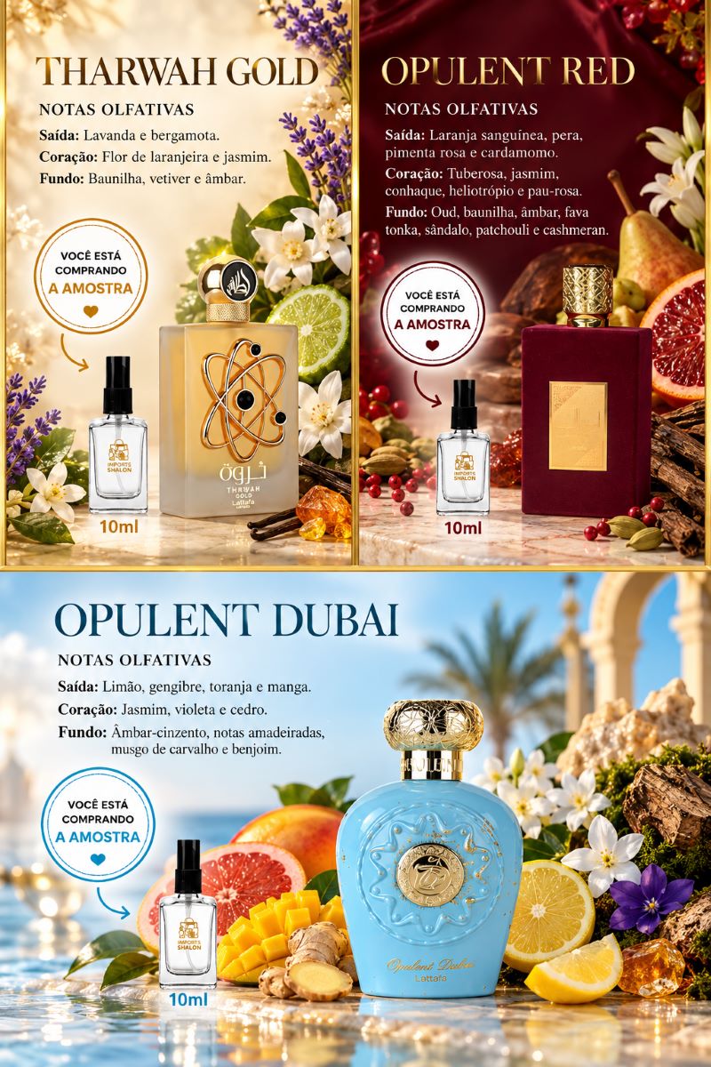 Mini Perfumes 10ml Tharwah Ameerat Opulent Kit 3 Unidades