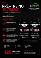2 Suplementos Pré-Treino Extreme Fórmula Premium Alta Potência 2x120 Caps