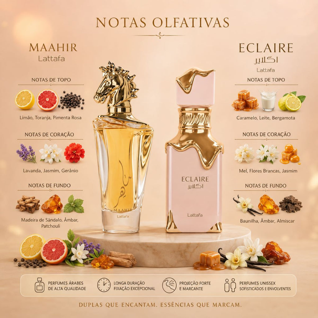 Kit Eclaire + Maahir Gold Perfumes Árabes Luxo Sofisticação