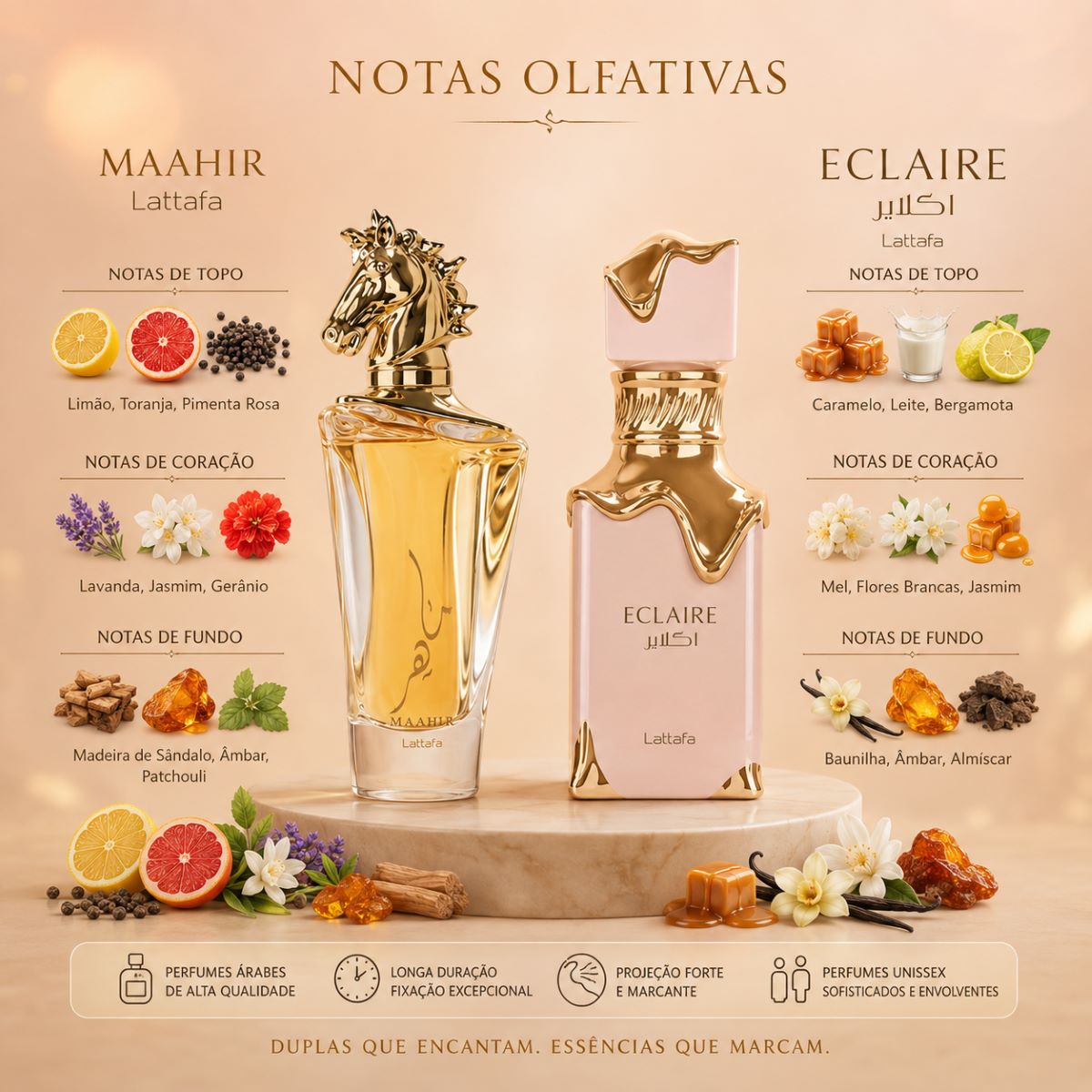 Kit Eclaire + Maahir Gold Perfumes Árabes Luxo Sofisticação