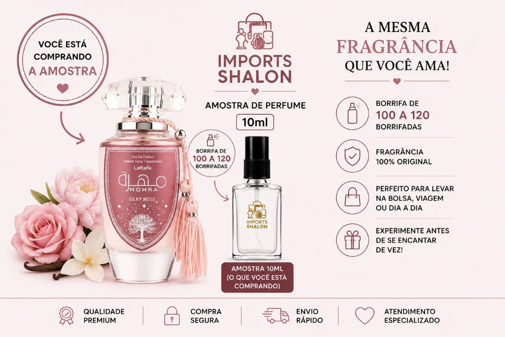 Mini Perfume Mohra Silky Rose 10ml Fragrância Feminina