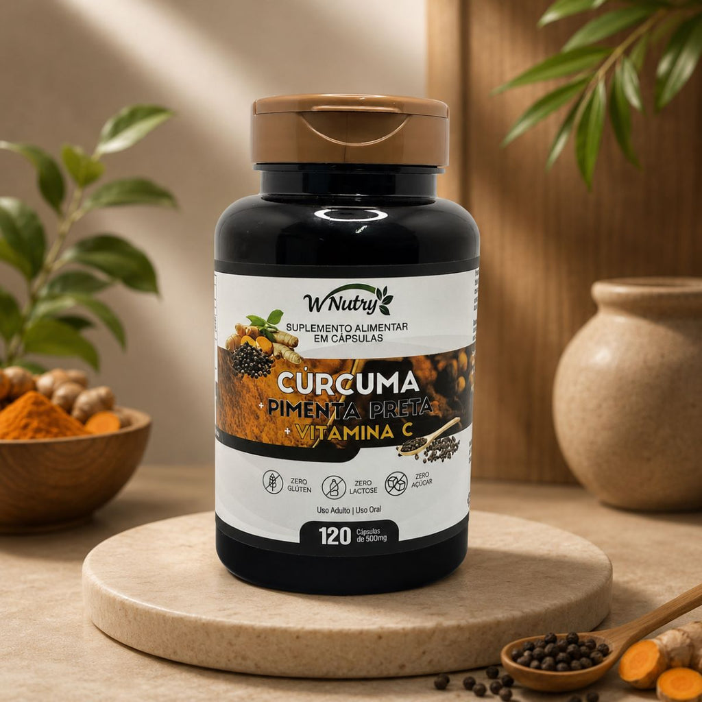 Suplemento Cúrcuma + Pimenta Preta + Vitamina C 120 Caps