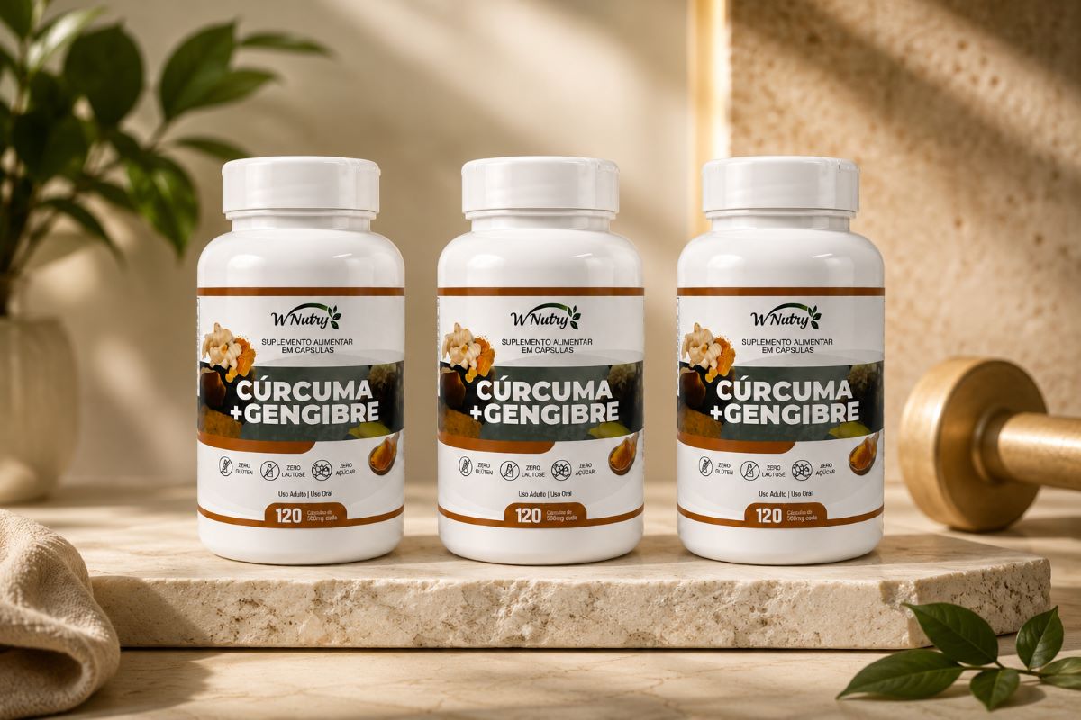 Kit 3 Suplementos Cúrcuma + Gengibre Wnutry 120 Caps Poder Natural