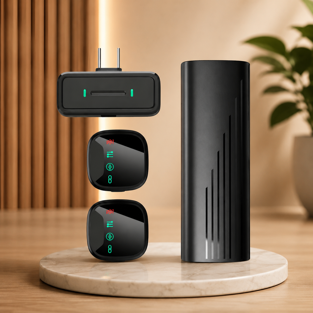 Microfone De Lapela Sem Fio Para Vídeos Com Estojo USB-C