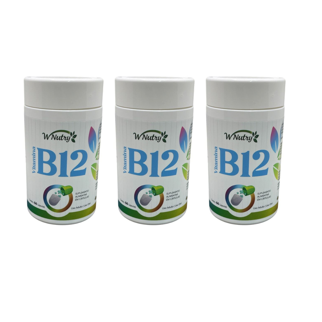 3 Suplementos Vitamina B12 Wnutry 3x60 Cápsulas Alta Potência