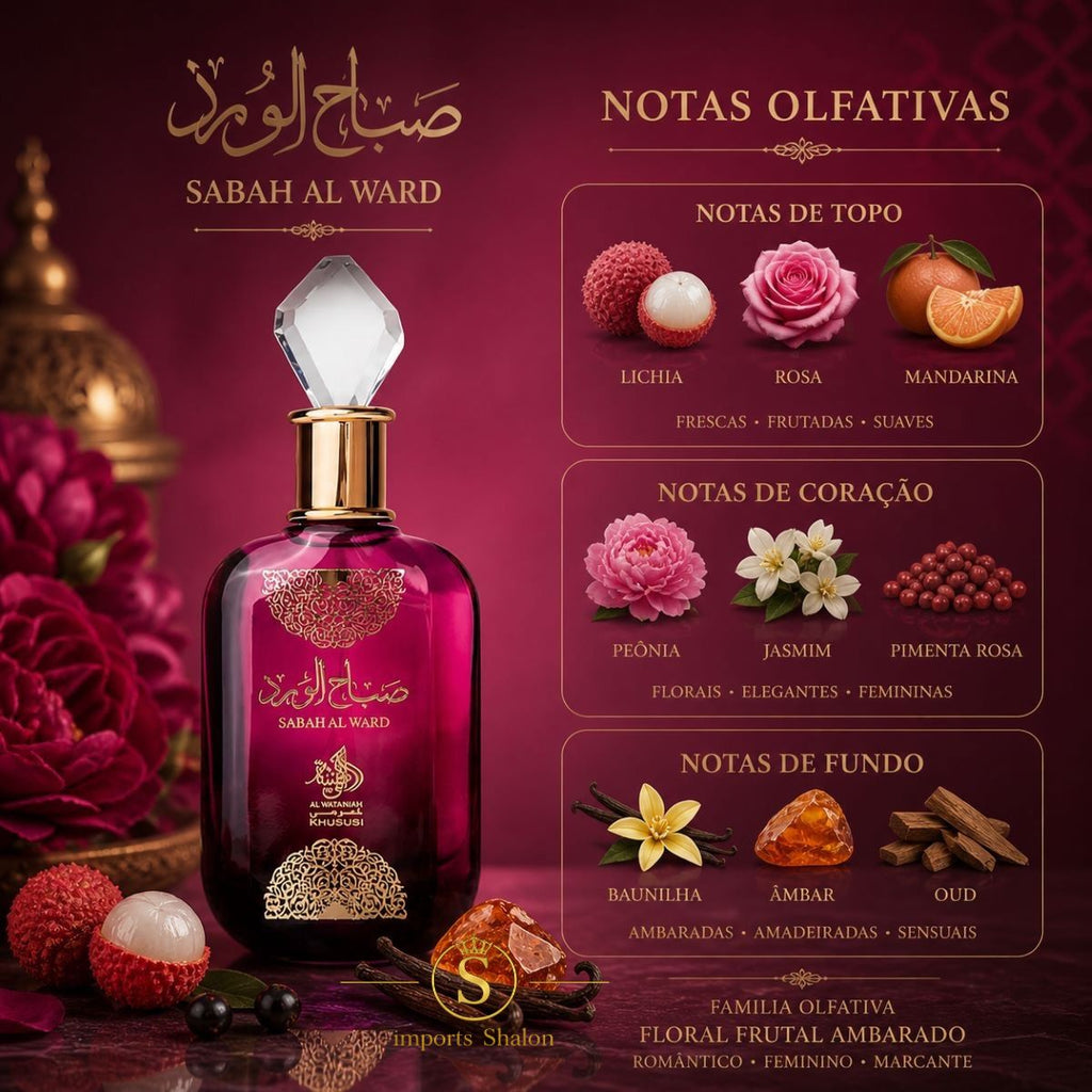 Sabah Al Ward 100ml Perfume Árabe Feminino