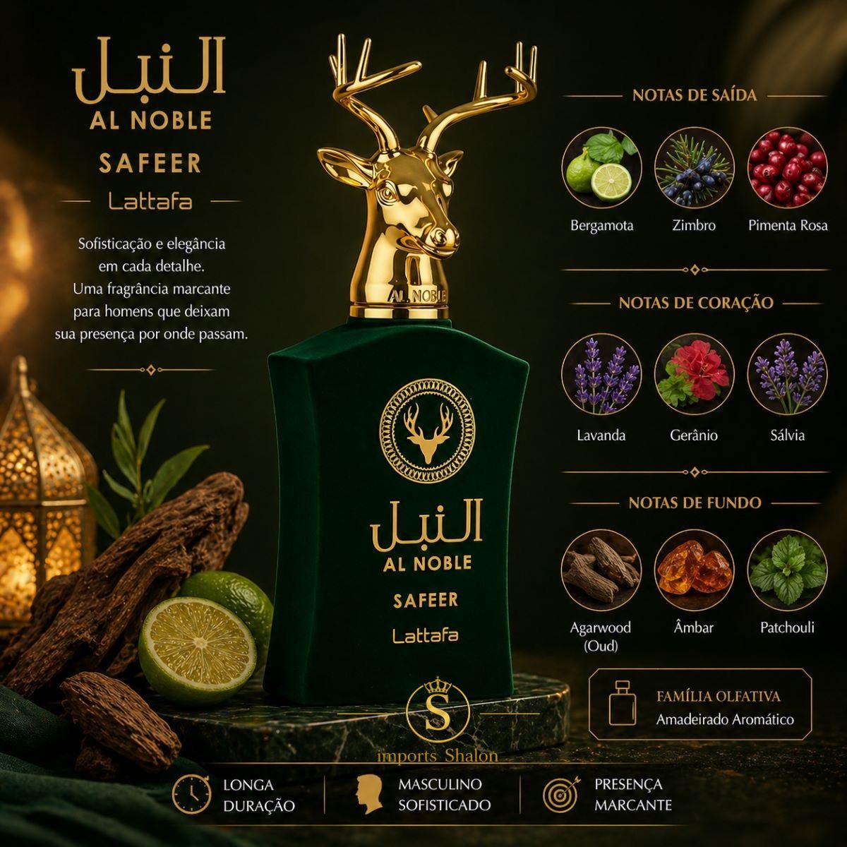 Al Noble Safeer Lattafa Perfume Árabe Intenso Luxuoso