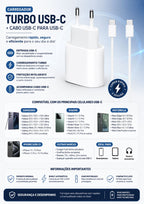 Carregador USB-C 35W + Cabo Compatível com iPhone 15