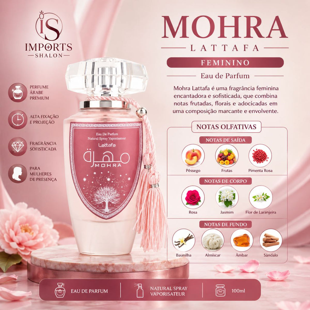 Mohra Silky Rose Lattafa 100ml Feminino Longa Duração