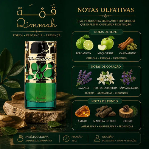 Perfume Qimmah Lattafa Feminino 10ml Elegante Longa Fixação