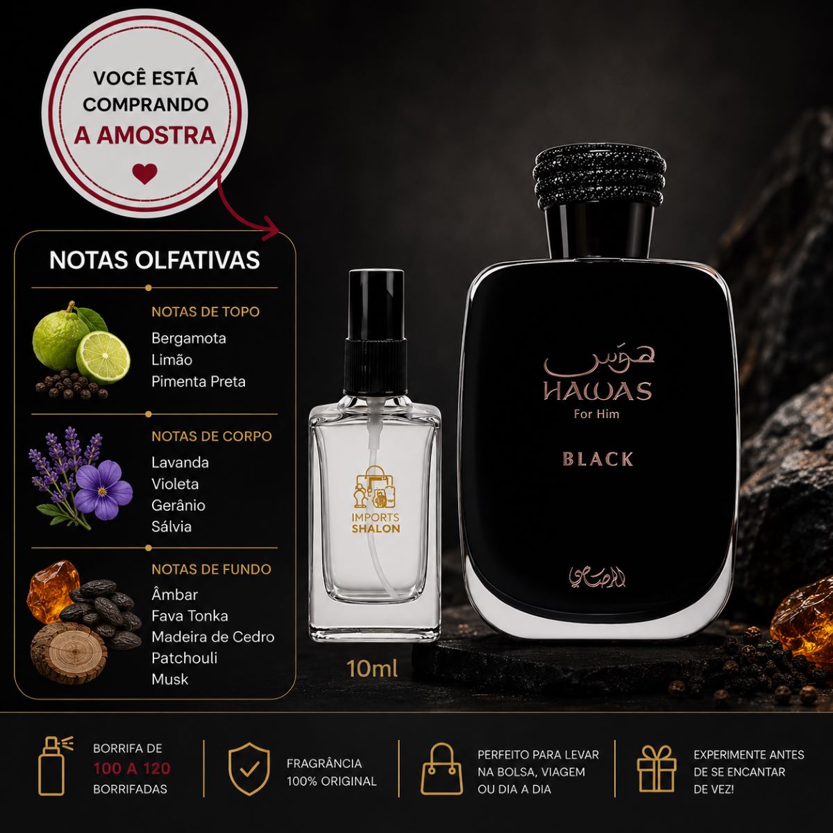 Hawas Black 10ml Mistério e Presença em Cada Gota