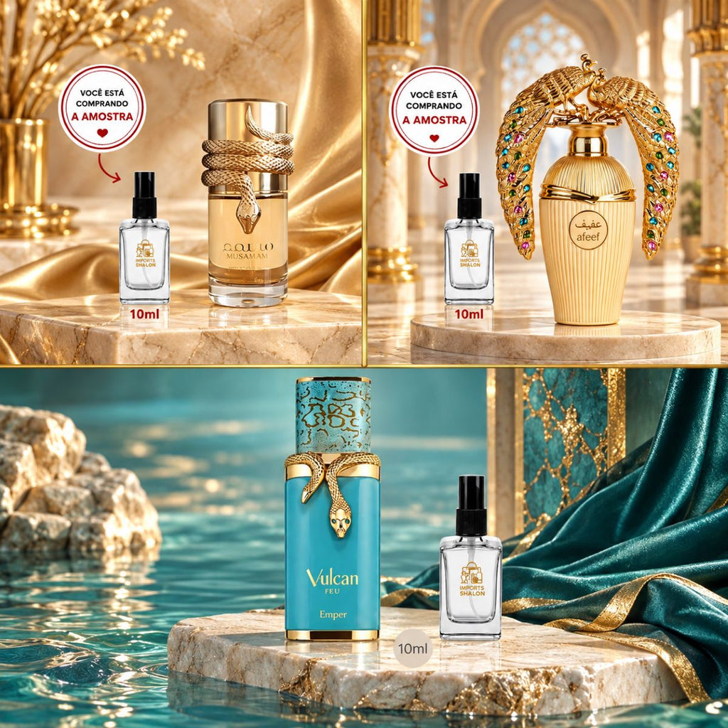 Kit 3 Mini Perfumes 10ml Musamam Afeef Vulcan Feu Luxo