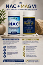 Kit Saúde e Vitalidade NAC+Mag7 Suplementos Naturais 60 Cáps