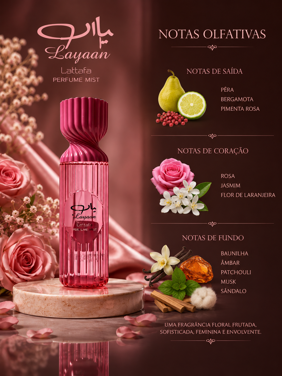 Layaan Lattafa Body Splash Feminino Sofisticado