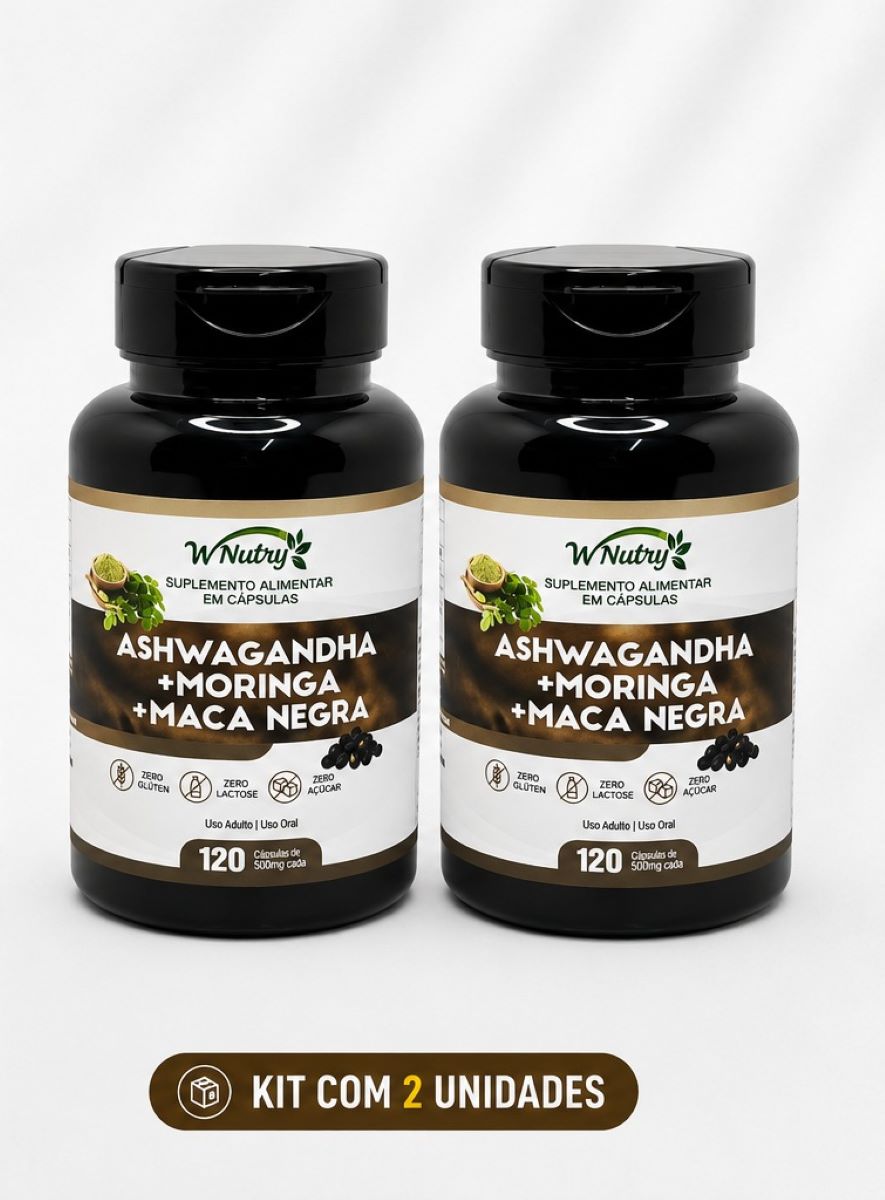 Kit De 2 Suplementos Ashwagandha + Moringa + Maca Negra 2x120Caps