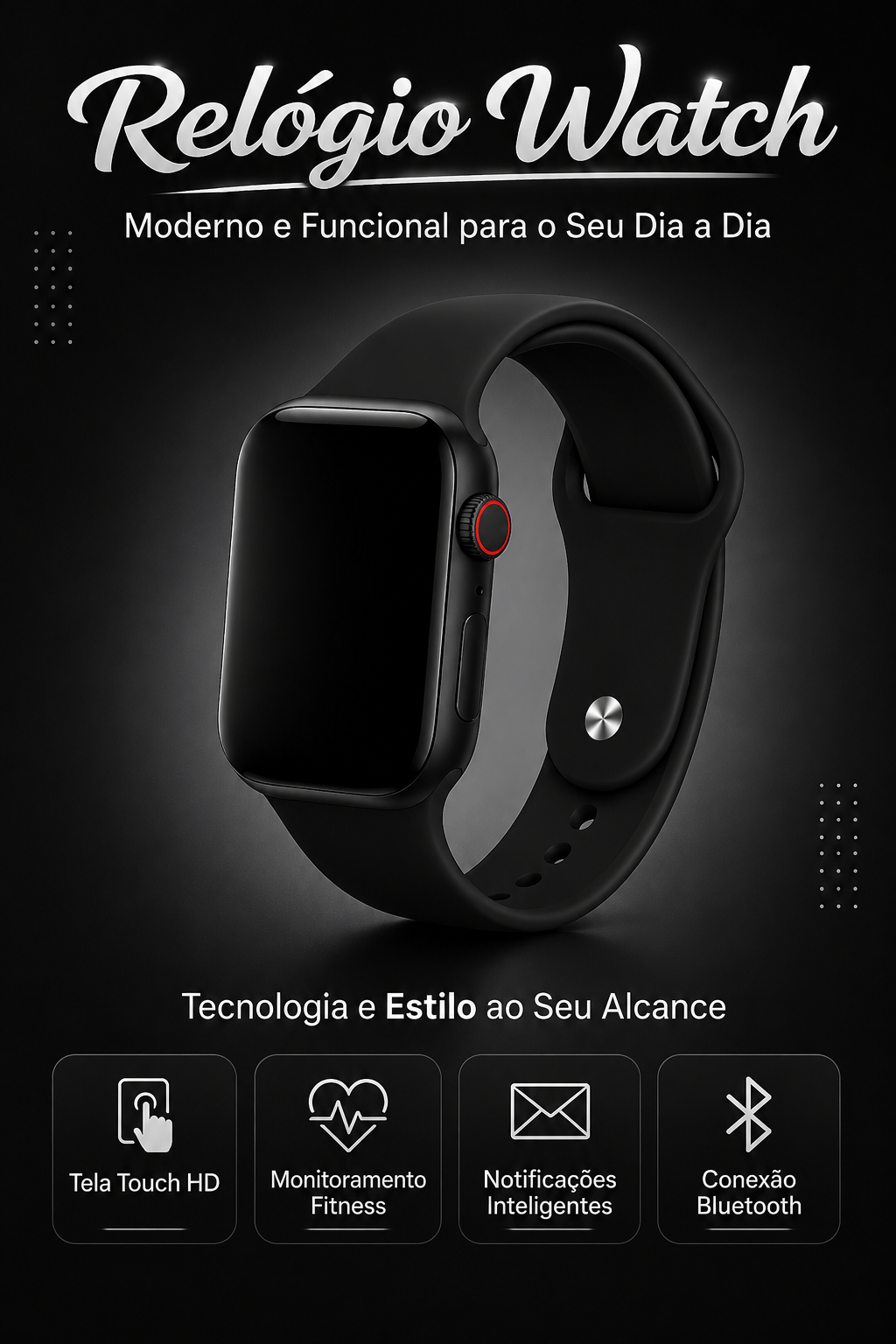 Relógio Smartwatch Watch Tela Touch Bluetooth Premium