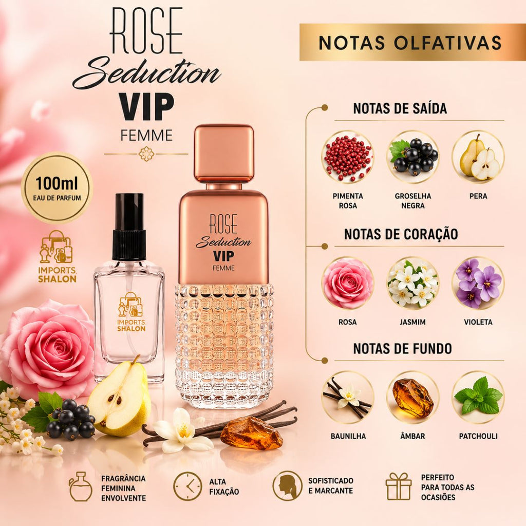 Mini Perfume Rose Seduction Vip Pour Femme 10ml Aroma Feminino